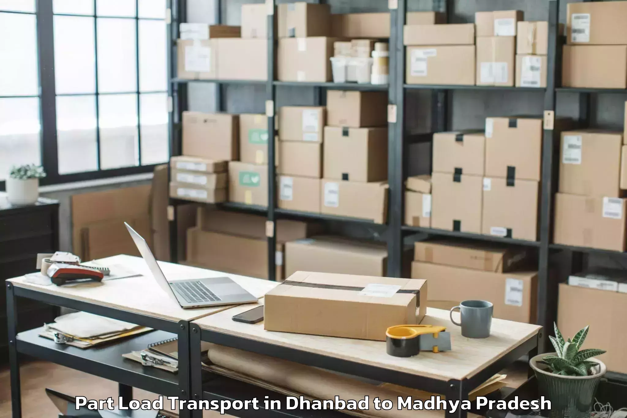 Book Dhanbad to Barnagar Pt Part Load Transport Online